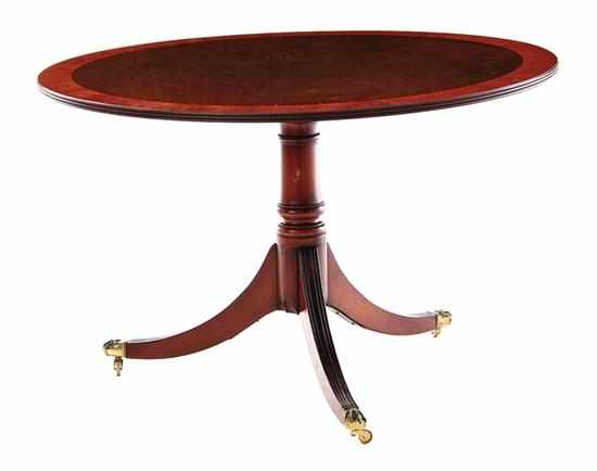 Appraisal: Regency style inlaid mahogany breakfast table circular banded top on