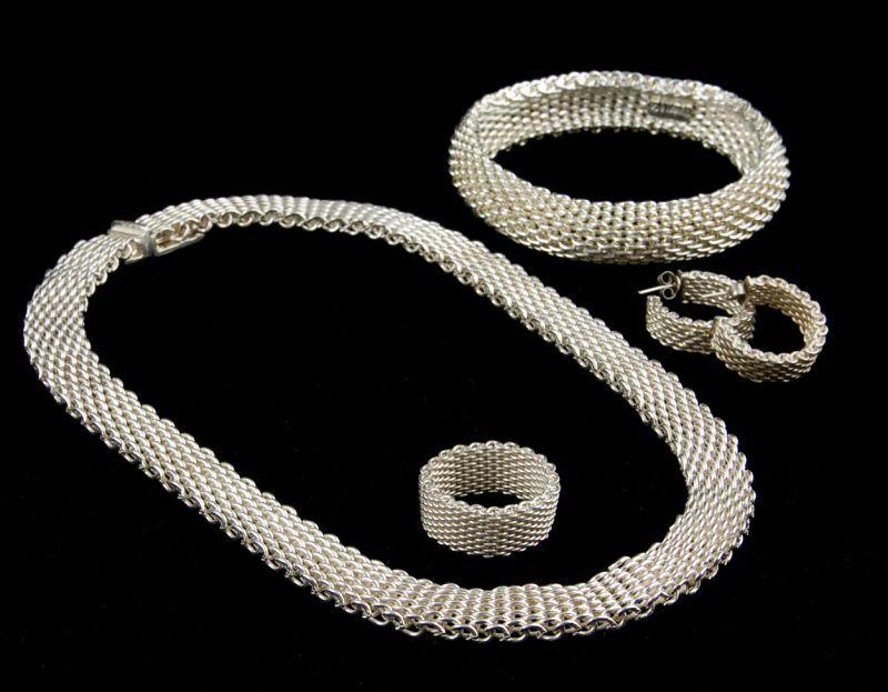 Appraisal: Tiffany Co Sterling Silver Mesh Parure including a necklace a