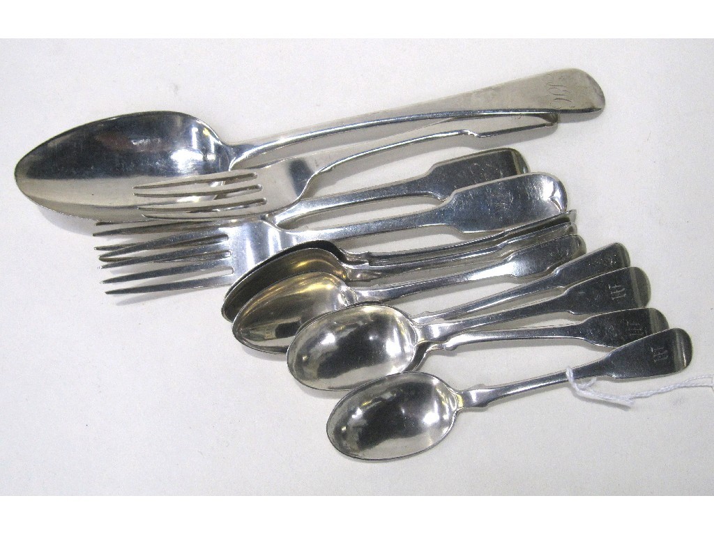 Appraisal: Lot comprising set of four antique silver spoons another three