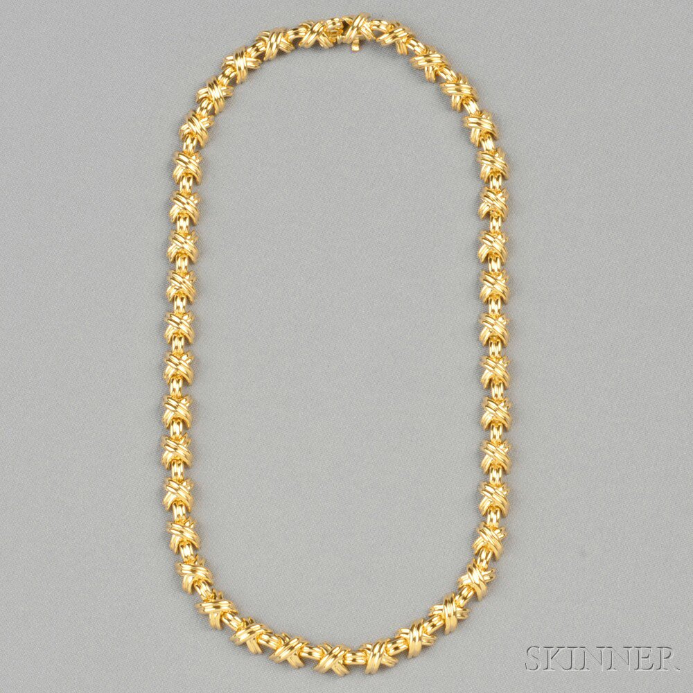 Appraisal: kt Gold Signature Necklace Tiffany Co composed of X -form