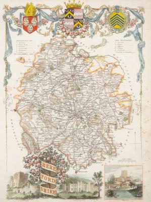 Appraisal: Thomas Moule British - Herefordshire hand coloured steel engraved map