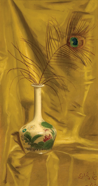 Appraisal: EVANS DE SCOTT American - Peacock Feather in a Vase