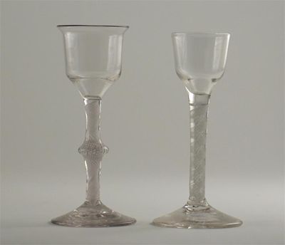 Appraisal: Two wine glasses with plain bowls one stem knopped both