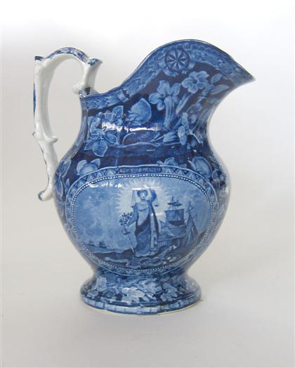 Appraisal: Historical blue transferware pitcher thomas mayer stoke circa Of fluted