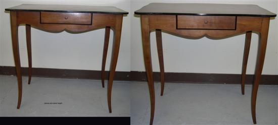 Appraisal: Pair of French style single drawer end tables shaped top