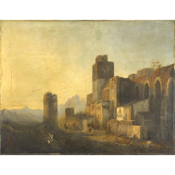 Appraisal: European Orientalist panorama early to mid- th C Oil on