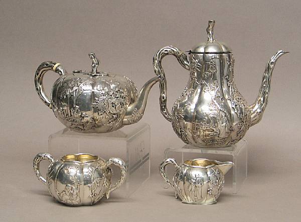 Appraisal: A four-piece export silver tea set Late Qing Republic Period