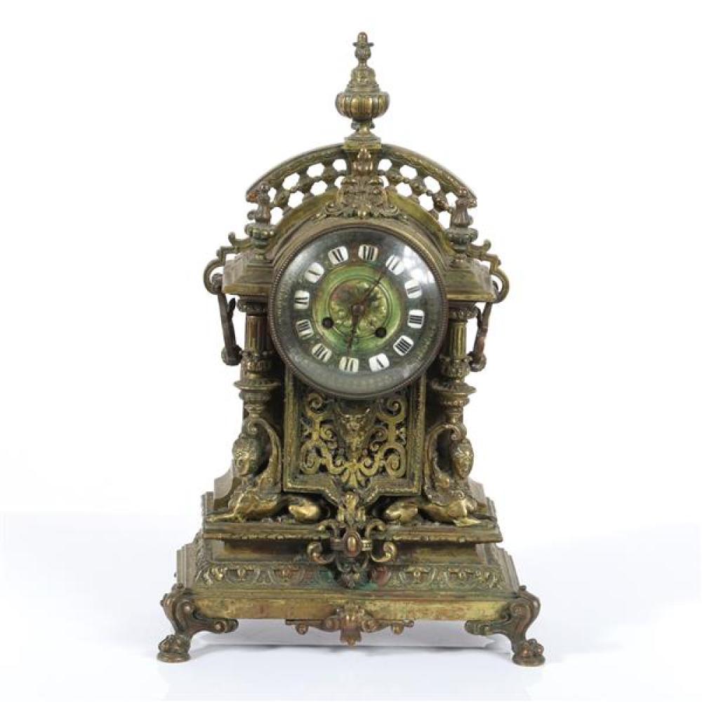 Appraisal: G PHILIPPE FRENCH BRONZE MANTLE CLOCK G Philippe French bronze