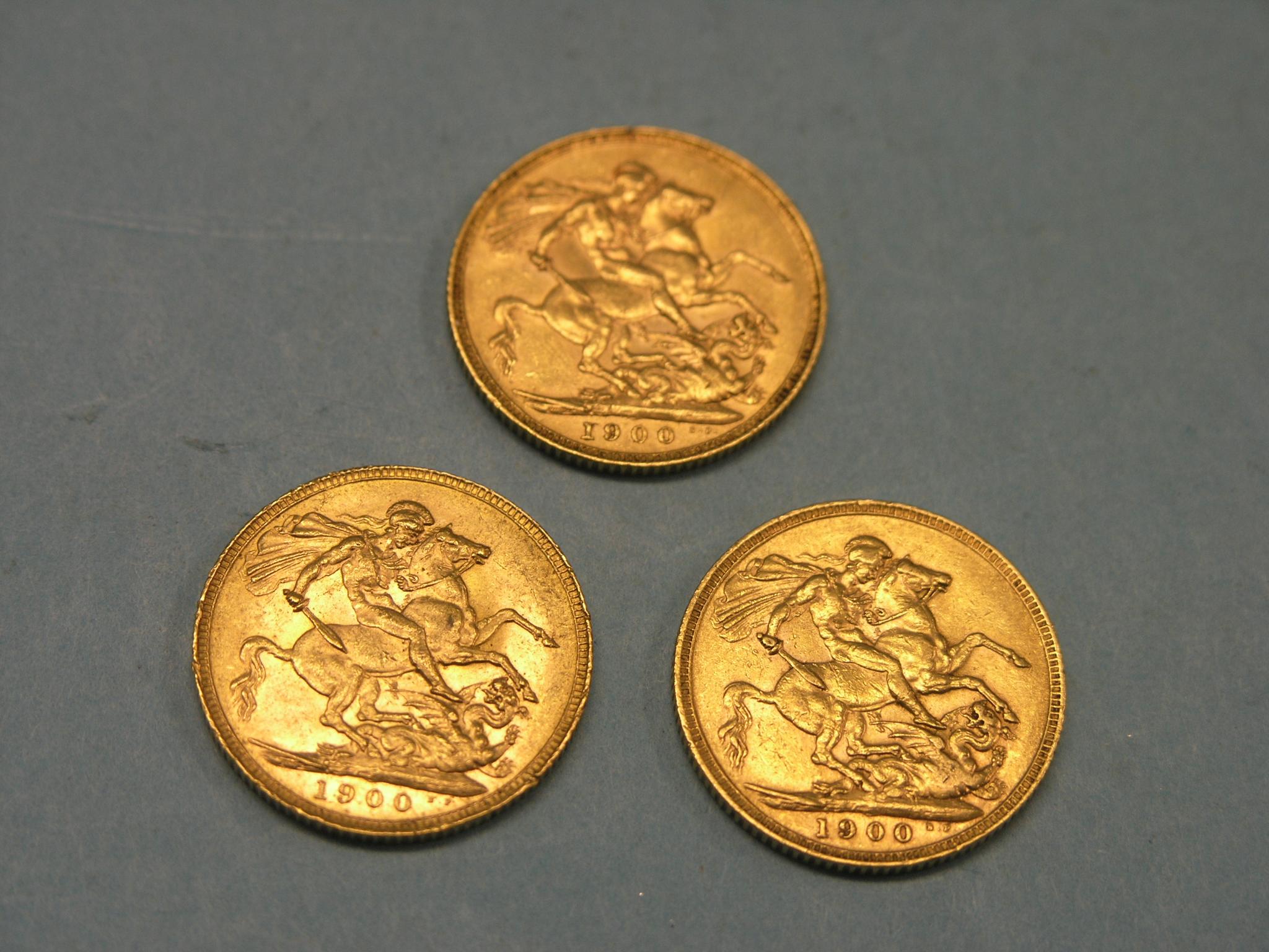 Appraisal: Three Victorian gold Sovereigns all