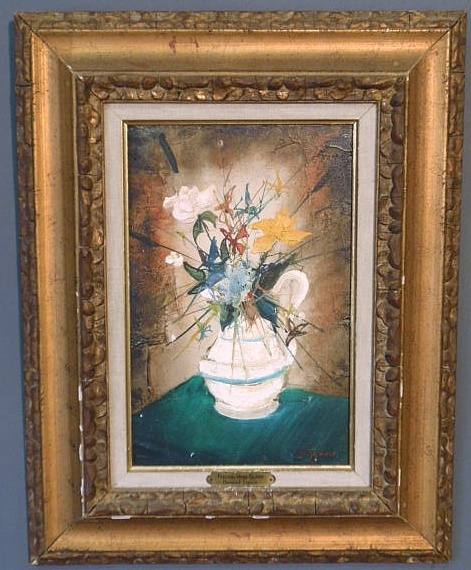 Appraisal: Lignon Bernard French b oil on canvas painting titled Fleurs