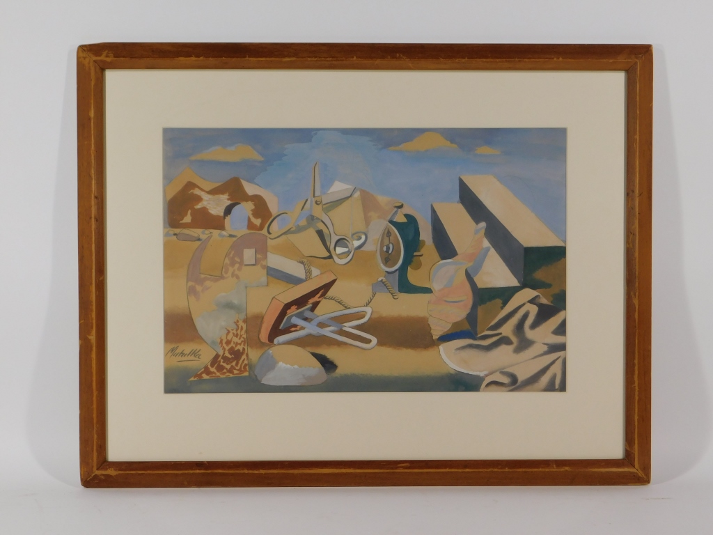 Appraisal: ATTRIB JAN MATULKA CUBIST SURREALIST PAINTING New York Czech Republic