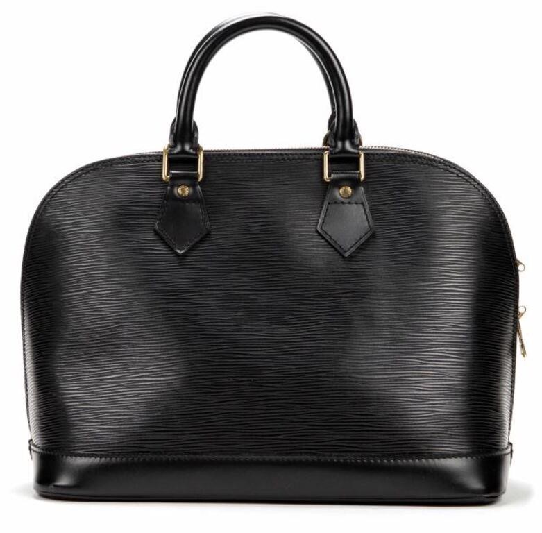 Appraisal: Louis Vuitton Alma MM handbag in black Epi leather with