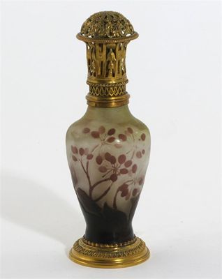 Appraisal: A Galle cameo glass burner with gilt metal mounts the