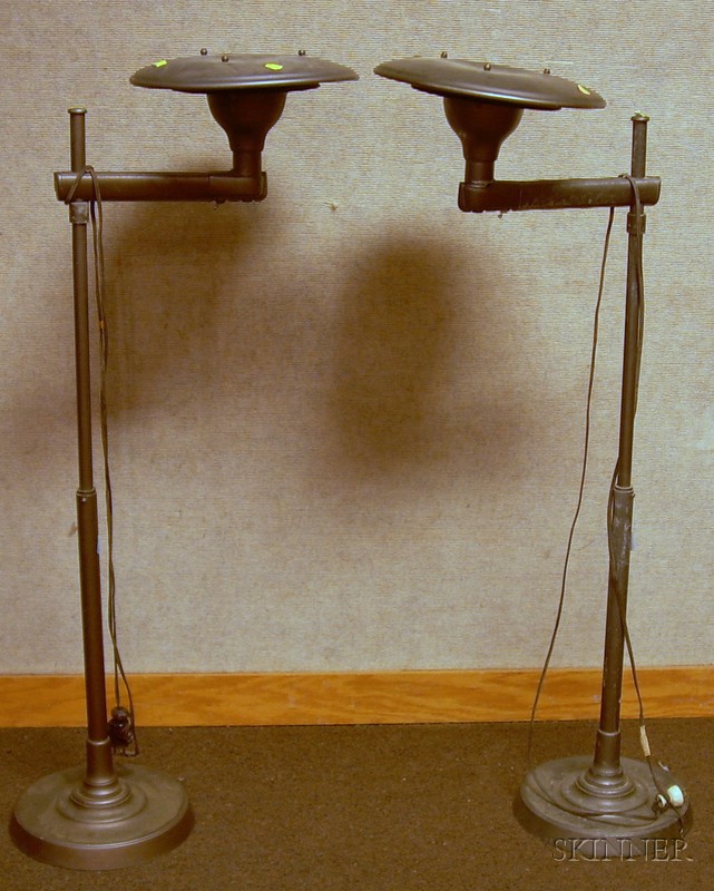 Appraisal: Pair of Mid-century Modern Metal Swivel-Arm Floor Lamps