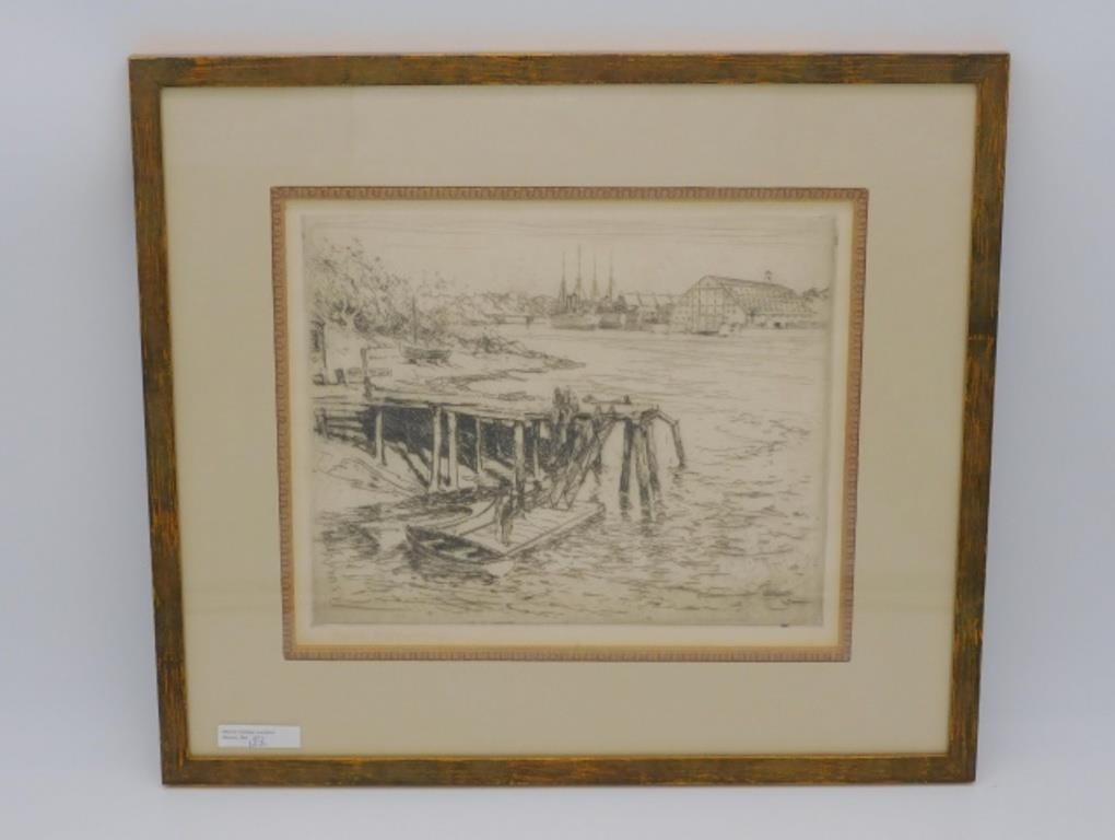 Appraisal: etching titled Navy Yard Portsmouth NH Signed lower left edition