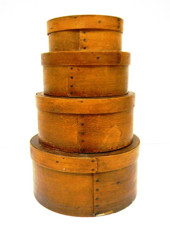 Appraisal: Set of four wooden nesting pantry boxes round medium cherry