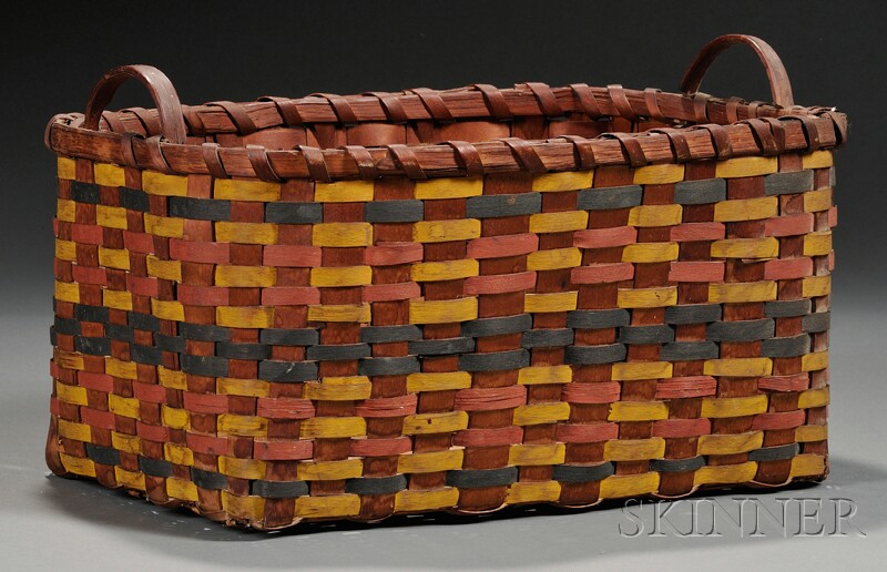 Appraisal: Polychrome-painted Splint Basket probably New England late th century deep