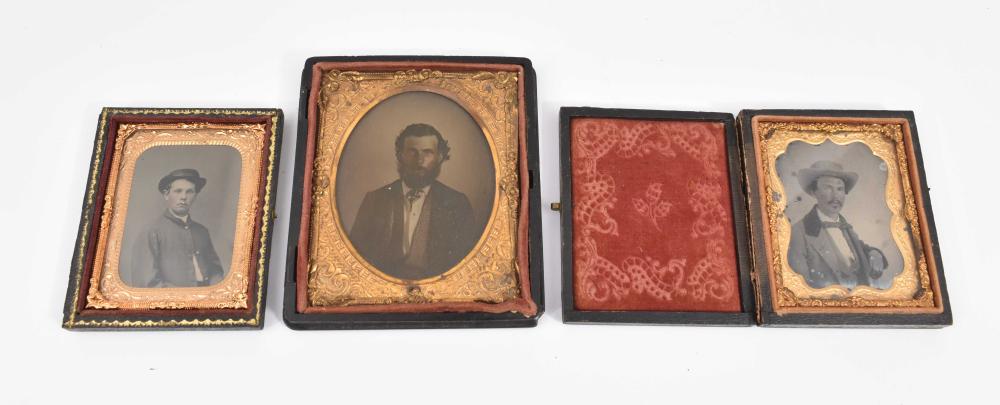 Appraisal: AMBROTYPE OF A DISTINGUISHED GENTLEMAN W TWO OTHERSCIVIL WAR ERA