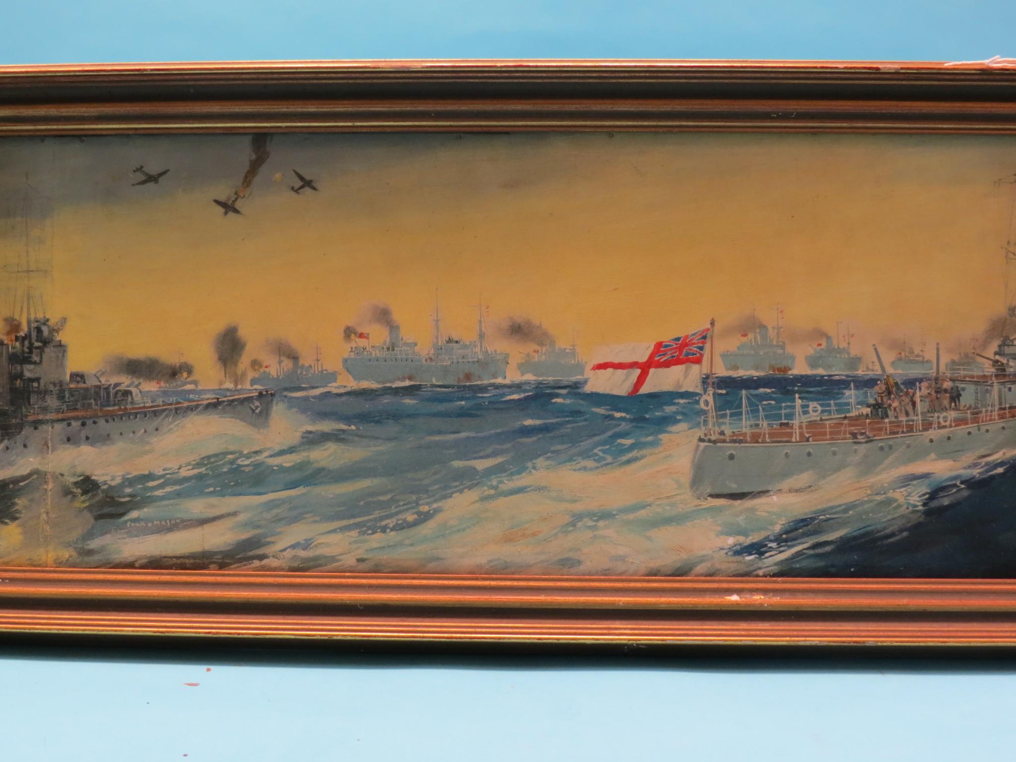 Appraisal: Frank H Mason - oil on board WWII battle-scene at