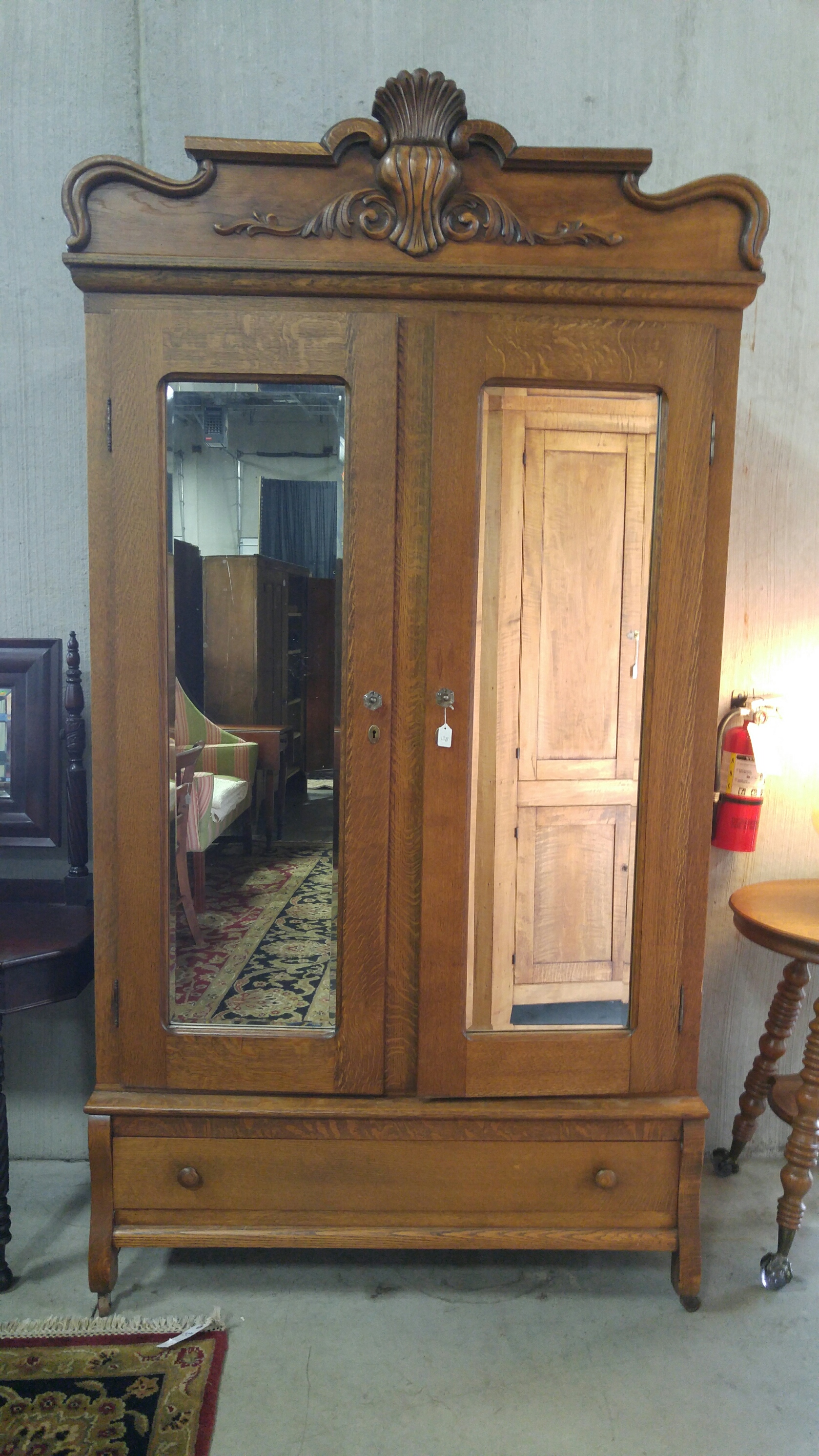 Appraisal: OAK WARDROBE MANUFACTURED BY THE MARSTALL FURNITURE COMPANY Henderson Kentucky