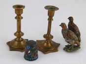 Appraisal: A pair of cold painted bronze game birds ht cm