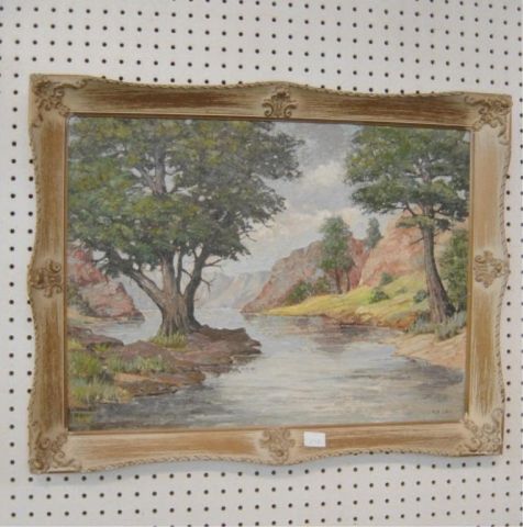 Appraisal: OIL PAINTING - RIVER SCENE - M B COLE