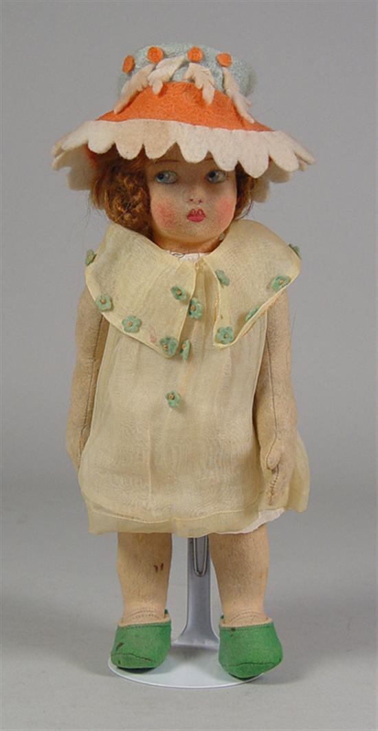 Appraisal: Lenci Felt Doll Side glancing eyes English mohair wig Original