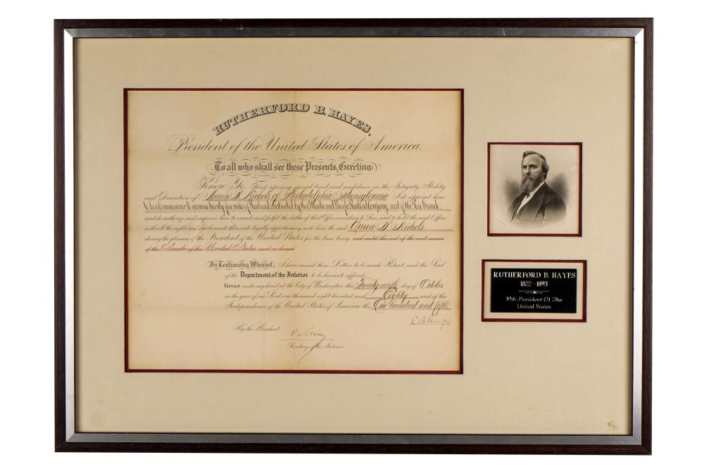 Appraisal: RUTHERFORD B HAYES - SIGNED DOCUMENTsigned R B Hayes further