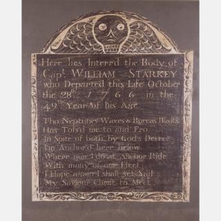 Appraisal: An American Tombstone Rubbing of Capt William Starkey of Massachusetts