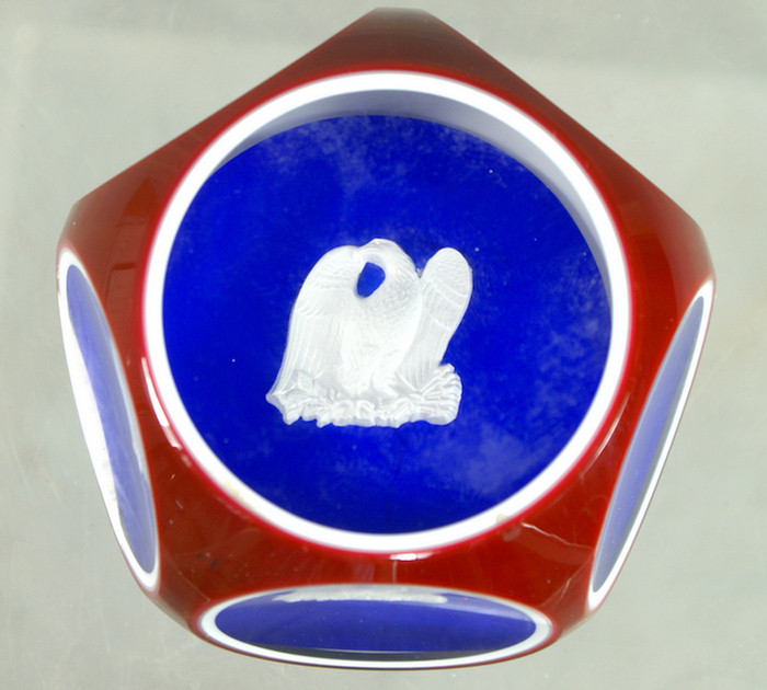 Appraisal: St Louis American Eagle sulphide paperweight cased red white glass