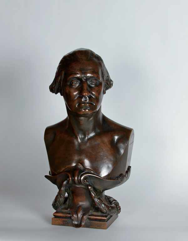 Appraisal: JEAN-ANTOINE HOUDON after French - George Washington bronze unsigned impressed