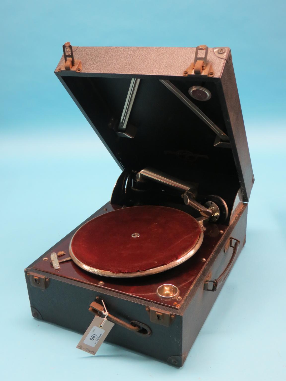 Appraisal: A Columbia Grafonola portable gramophone and a collection of rpm