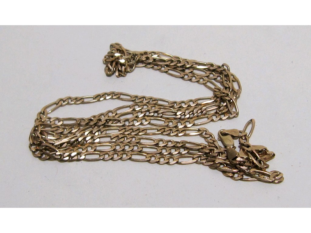 Appraisal: Two ct gold figaro link neckchains in in Total approx