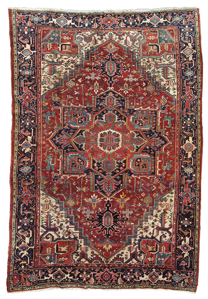 Appraisal: Heriz Carpet Persian mid th century blue central medallion on