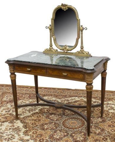 Appraisal: Italian burlwood mirrored vanity table mid th c a giltwood