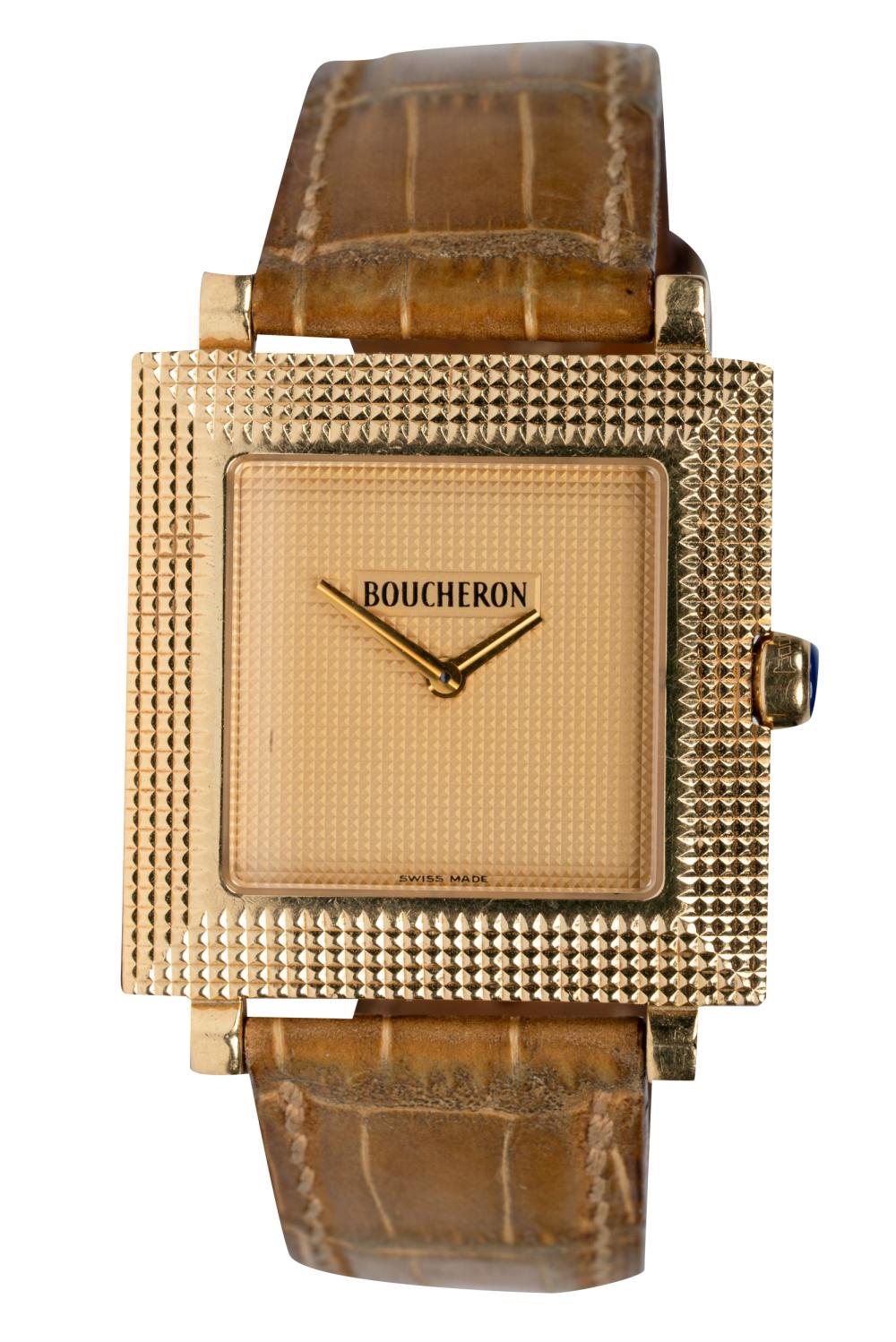 Appraisal: BOUCHERON KARAT YELLOW GOLD 'PYRAMID CLASSIC' WATCHsigned 'Boucheron' below the