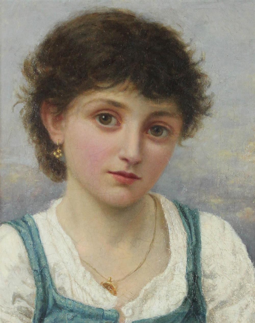 Appraisal: PROBABLY SOPHIE ANDERSON ENGLISH - YOUNG GIRL Oil on canvas