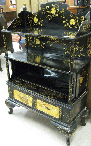 Appraisal: JAPANESE BLACK AND GILT LACQUER DISPLAY CABINET Meiji period c