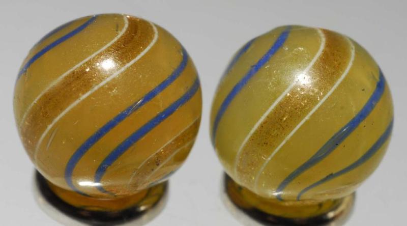 Appraisal: Lot of Lutz Marbles Description Both have blue swirls with