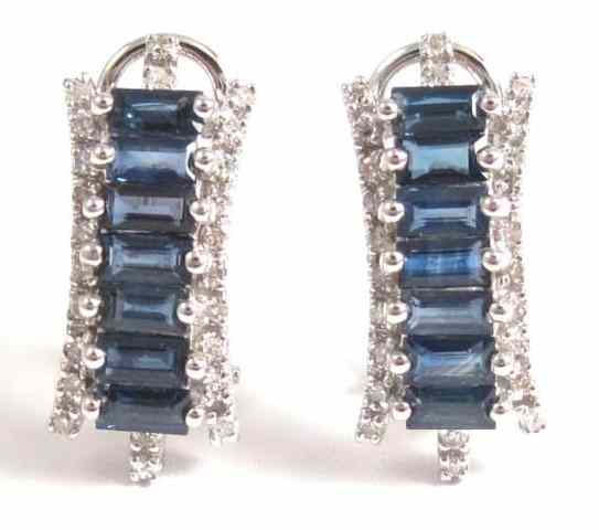 Appraisal: PAIR OF SAPPHIRE AND DIAMOND EARRINGS each k white gold