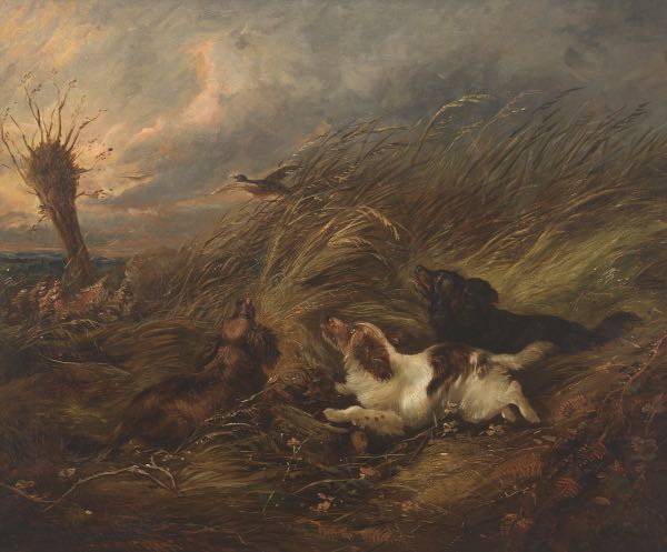 Appraisal: GEORGE SMITH ARMFIELD BRITISH - x Three spaniels chasing a