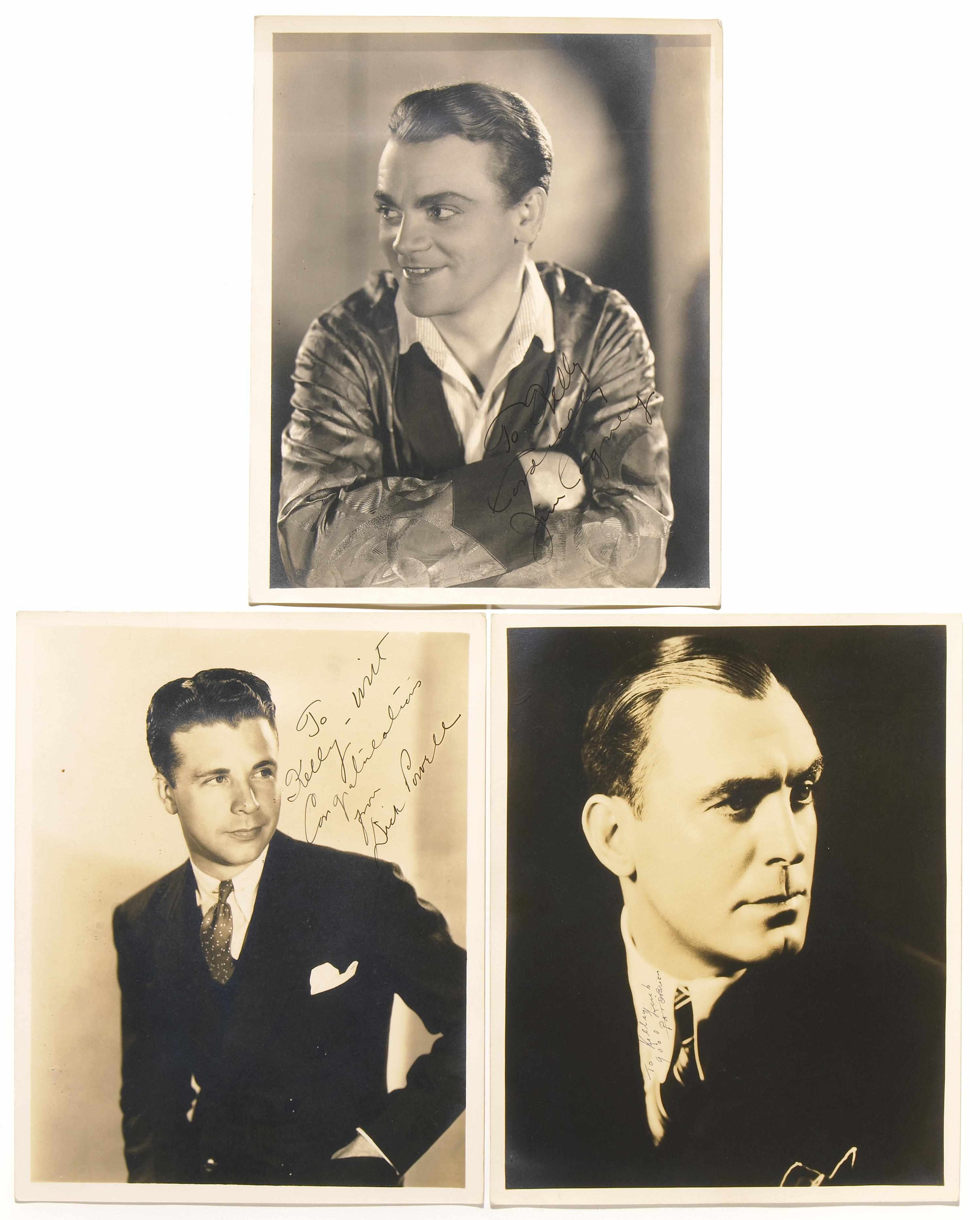 Appraisal: Hollywood leading men signed photographs A group of three vintage