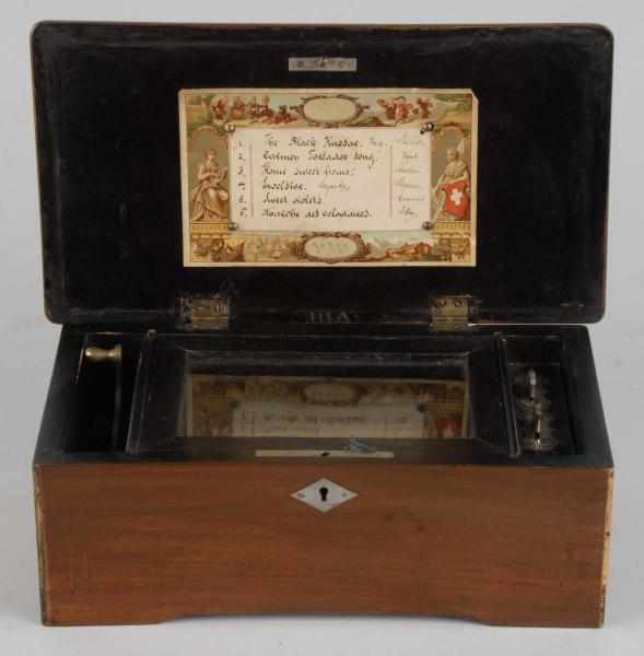 Appraisal: Music Box with Tunes Description Cylinder box Plays well All