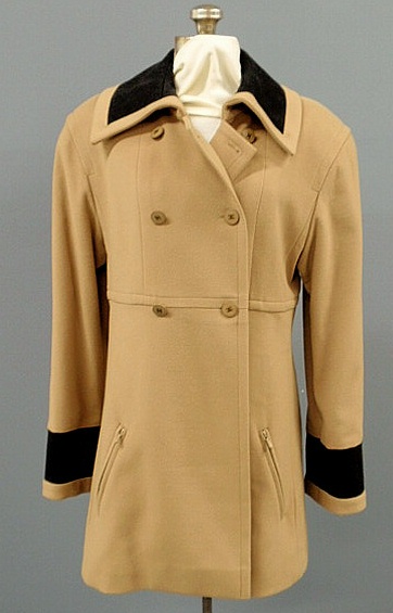 Appraisal: Chanel Boutique camel wool mid-length car coat with ultra-suede micro-fiber