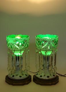 Appraisal: Pair of th Century Bohemian Glass Lusters Electrified and with