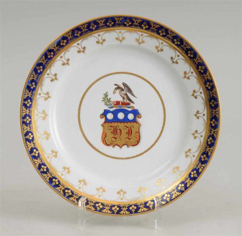 Appraisal: CHAMBERLAIN'S WORCESTER PORCELAIN ARMORIAL PLATE Crowned overglaze iron red mark