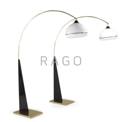 Appraisal: ITALIAN MODERN Pair of arched lamps s Brass painted metal