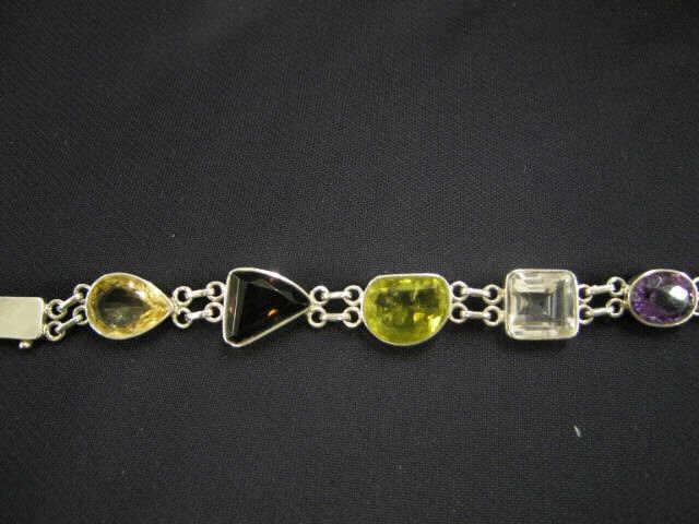 Appraisal: Gemstone Bracelet citrine topaz lemon citrine morganite amethyst in sterling