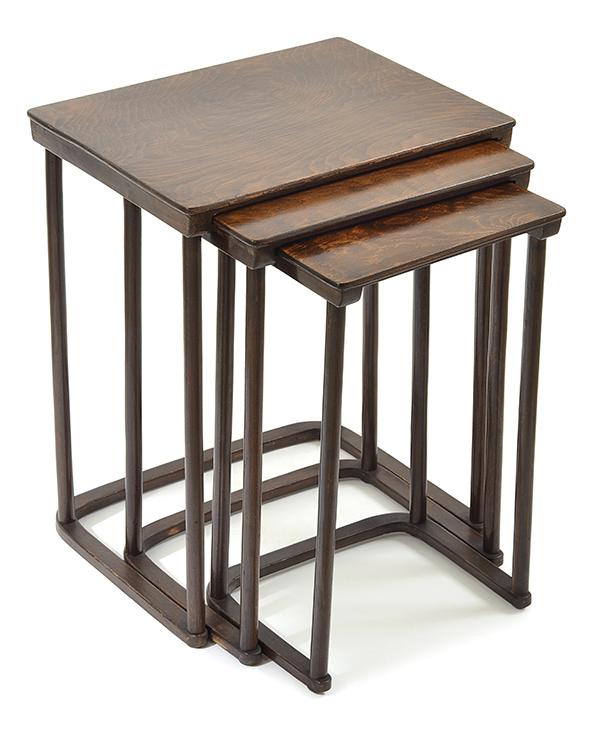 Appraisal: A NEST OF JOSEF HOFFMANN SIDE TABLES th century Vienna