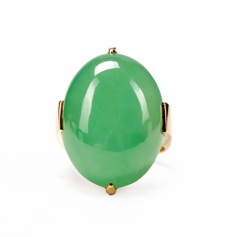 Appraisal: Gump's K Gold Jadeite Apple Green Ring A Grade Gump's